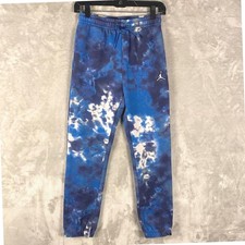 Jordan Kids Smoke Dye Tie Dye Jogger Sweatpants Blue White Logo Boys Sz L