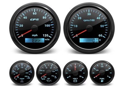 6 Gauge Set 85MM GPS Speedometer 0-120 MPH For Car Marine Boat Truck Waterproof