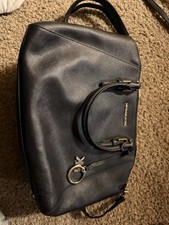 Michael Kors Black Satchel Logo Charm Gold Ha...
