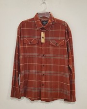 QUIKSILVER SURF CHECK Men's L/S Flannel Shirt - Burnt Henna - Medium - NWT