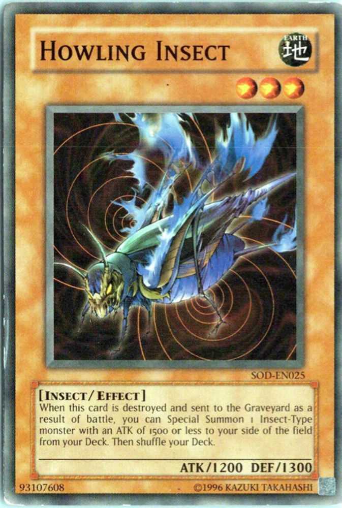 Howling Insect SOD-EN025 YuGiOh Soul of the Duelist trading card — raw and PSA graded price guide