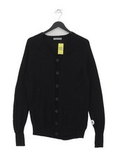 Velobici Men's Cardigan S Black 100% Wool V-Neck Cardigan