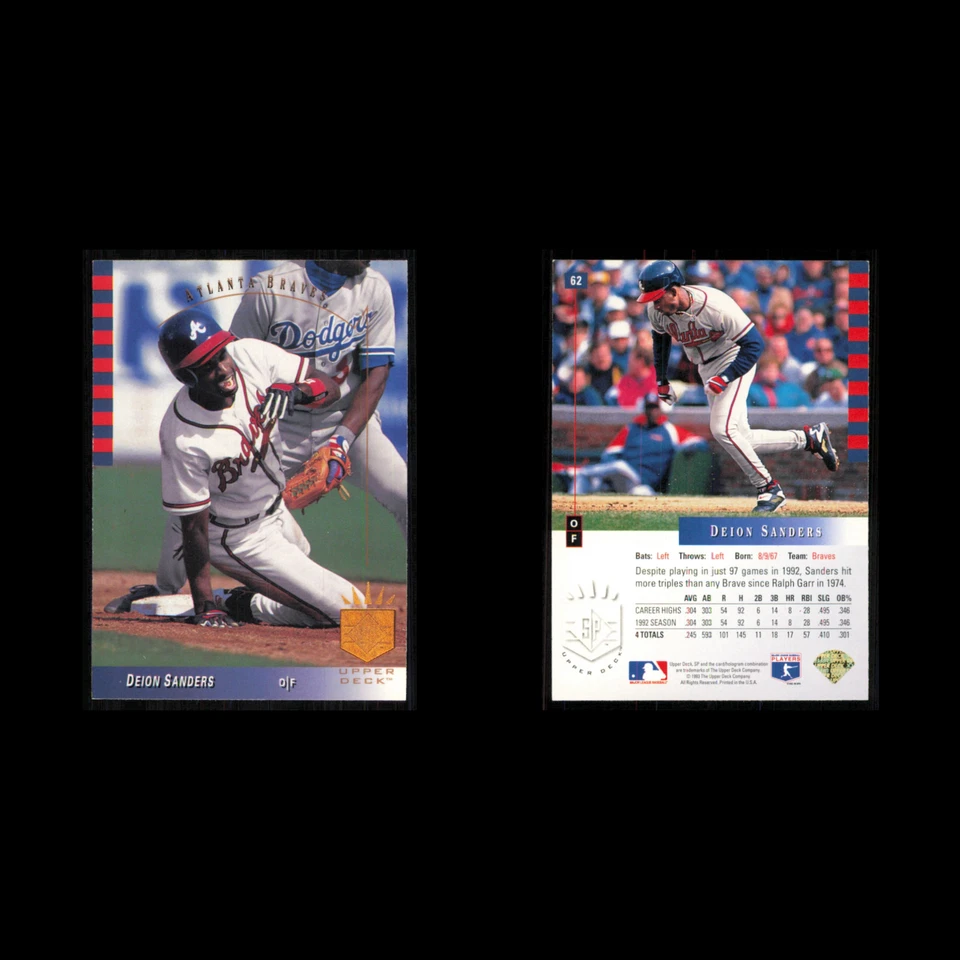 Deion Sanders #62 1993 SP Atlanta Braves Baseball Card MLB NM - Image 3 of 3