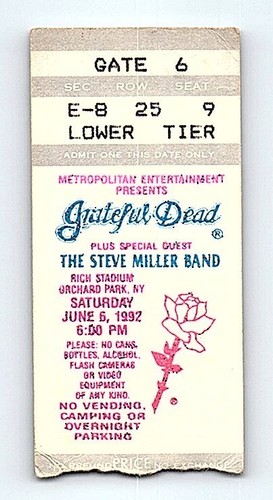 Grateful Dead Mail Order Concert Ticket Stub June 6 1992 Buffalo New York - Bild 1 von 7