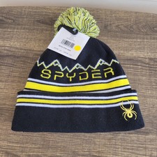 BOYS Spyder Black And Yellow Icebox Hat Kids One Size FREE SHIPPING
