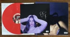 Olivia Rodrigo GUTS Red Vinyl LP & SIGNED Photo Card Autographed BAS Beckett COA