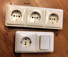 Jung Steckdose und Schalter mit Abdeckung und Rahmen Serie ST550 cremeweiss