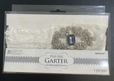 New Plus Size White Lace Thigh Garter w/ Accents  Bride Bachelorette Party