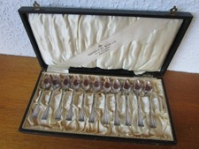 Teel&ouml;ffel Moccal&ouml;ffel Art Deco Amsterdam versilbert Antik im Etui