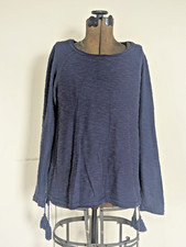 Lilly Pulitzer Colene Blue Sweater With Tassels Size XL Cotton Blend Nautical