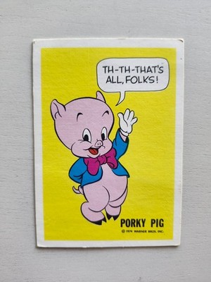 Porky Pig RARE Vintage 1974 Wonder Bread Card Looney Tunes Warner Bros FUN!
