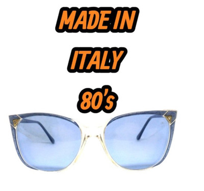 Damen Sonnenbrille Made in Italy Vintage 80er Kunststoff PILAR CREPI blau
