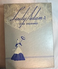1940s Vintage NOS: 3 pair Lady Adams Dark Seamed Stockings, Cuban Heel, sz 9.5