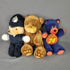 Lot of 3 Teddy Bears Assorted Jeff Gordon Police Brown