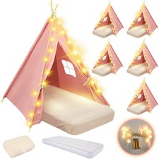 Kids Teepee Tent 6 Pack Sleepovers with Mattress Sheet Light Pink Lemosae Bulk