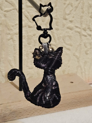 Handgenähter Schlüssel-/Tascheanhänger Katze Spinne Nr.1, Gothic