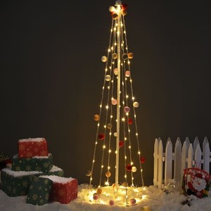 3Ft Xmas Cone Tree LED Light Battery 8 Modes Remote Timer Indoor Garden