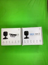Blink Mini 2 Indoor/Outdoor Plug-In Smart Security Camera Black Open Box Used