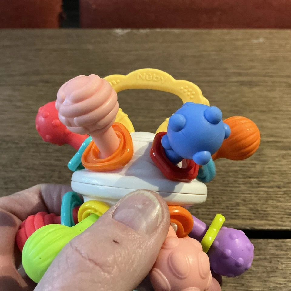 Nuby Textured Twist Ball Baby Teether Toy with Colorful Rattle - Image 3 of 4