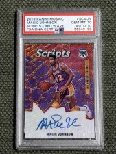 2019 Magic Johnson Mosaic Red Wave Scripts Auto PSA 10 Auto 10 Lakers HOF SC-MJN