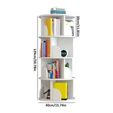 4 Tiers Bookshelf Bookcase Storage Shelf Freestanding Display Rack 360° Rotating