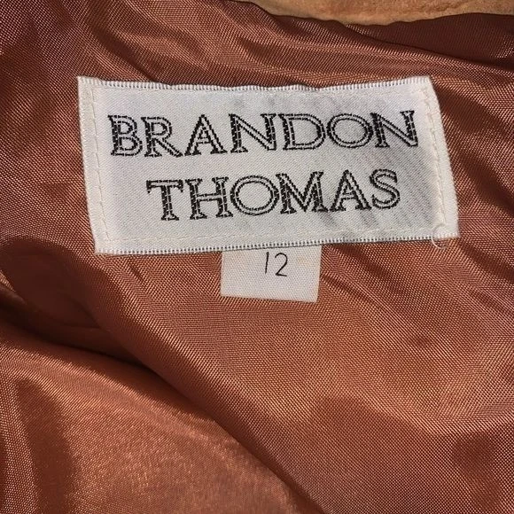 Falda midi de cuero camel Brandon Thomas para mujer talla 12 Foto 2 de 4