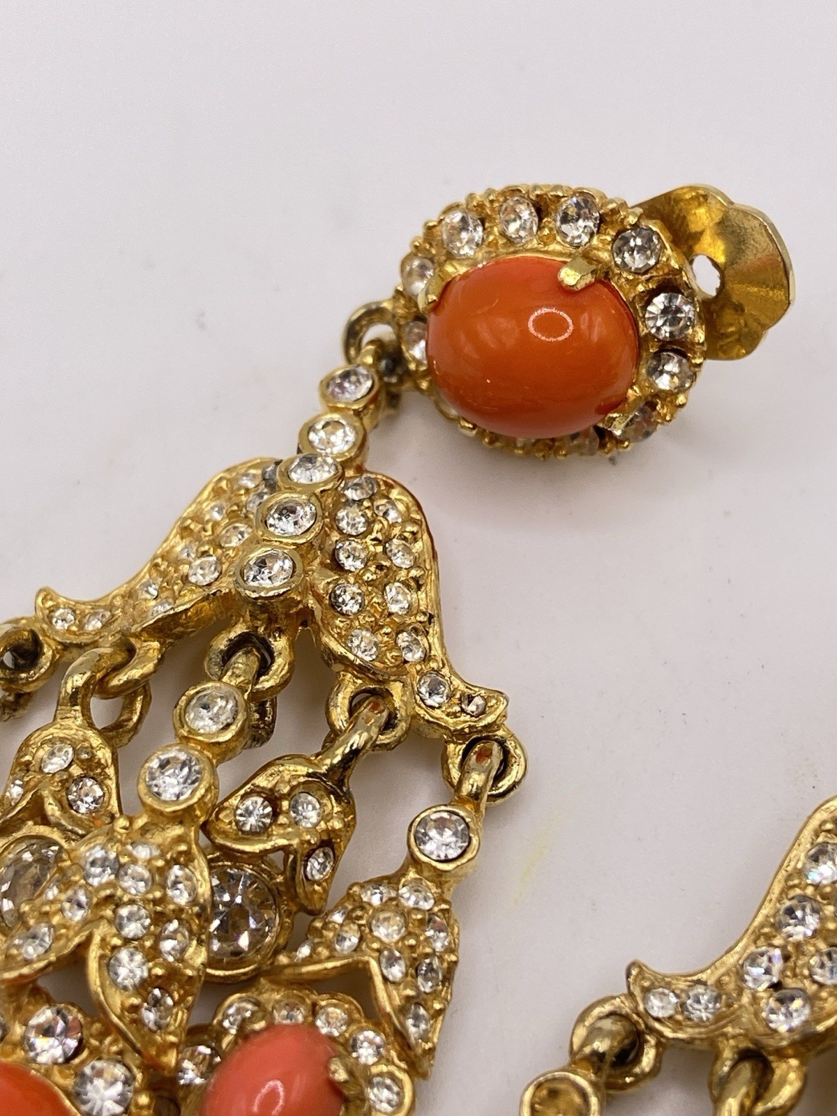 Vtg  KJL Kenneth Jay Lane Faux Coral Drop Dangle … - image 6