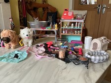 Our Generation Pet Shop & Grooming Station bundle with Pups & extras "VGC"