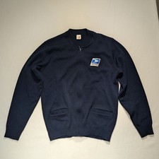 Vtg 1990s USPS heavy knit zip up cardigan sweater blue A+ by Sai 2XL