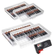 Set of 4 - Two AA and Two AAA Battery Storage Box, Battery Storage Case