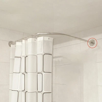 Rail de rideau de douche en acier inoxydable solide sans perçage extensible en - Photo 1/4