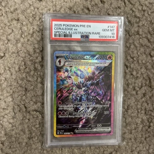 Pokemon 2025 Ceruledge ex 147/131 Tera SIR Prismatic Evolutions GEM MINT PSA 10