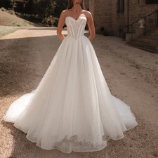 Elegant Off Shoulder Sweetheart Neckline Wedding Dress A Line Classic Bride Gown