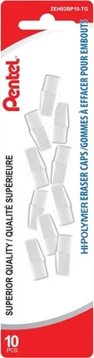 Pentel Hi-Polymer White Cap Erasers, Pack of 10 10 Count (Pack 1),