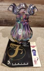 Fenton Flute & Dot Purple Violet Satin Iridescent Vase 9050 XK