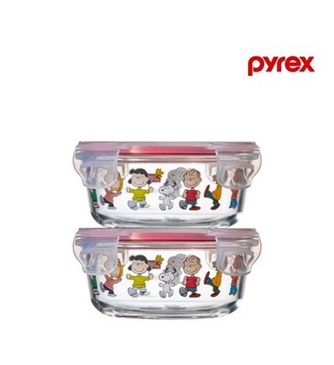 Pyrex Peanuts Snoopy Glass Storage Heat Resistant Containers Round