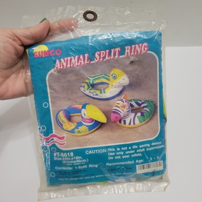 New In Package Vtg 1994 Sunco Inflatable Pool Kids Swim Raft Animal Split Ring