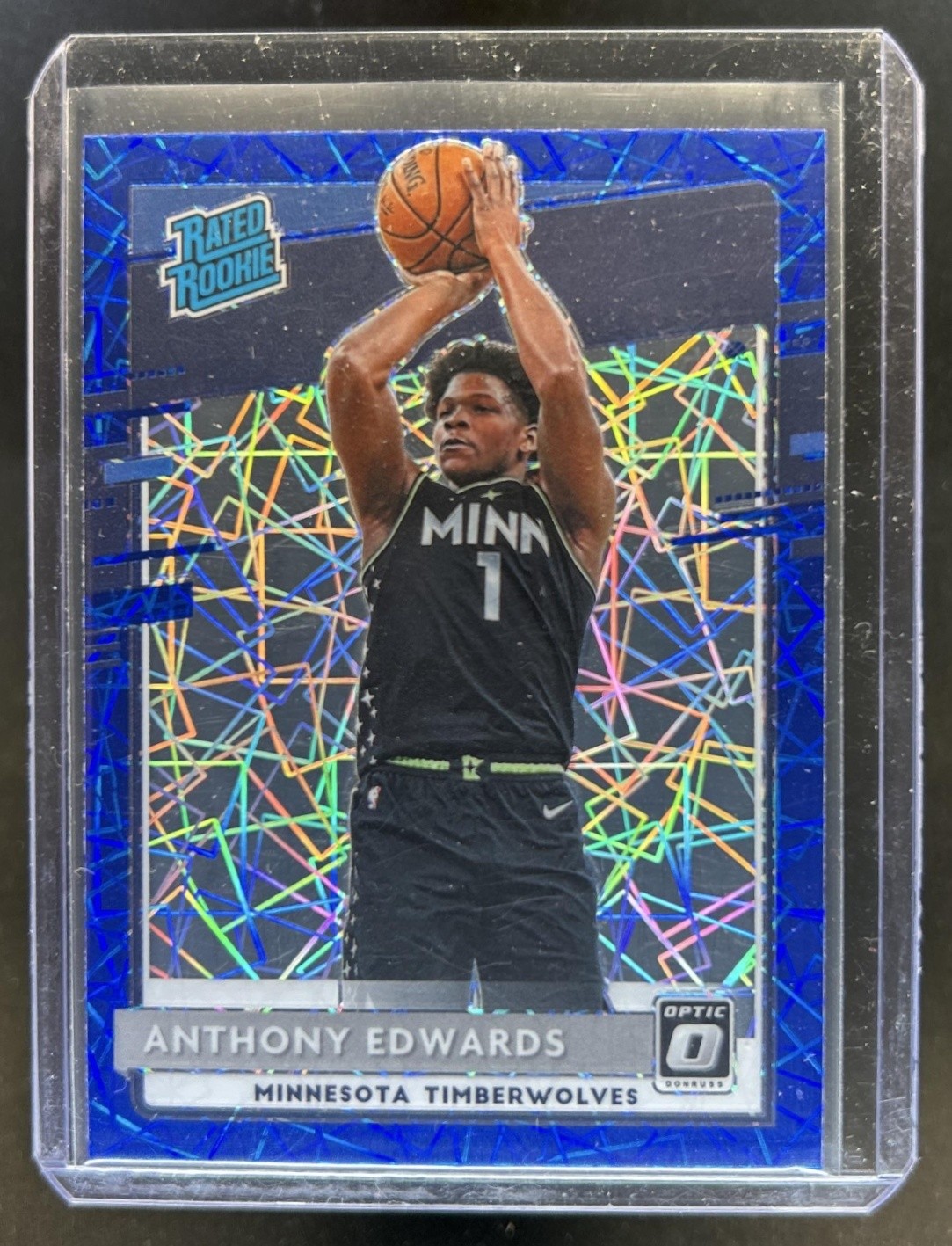 2020-21 Panini Donruss Optic Anthony Edwards Blue Velocity RC #151 Timberwolves