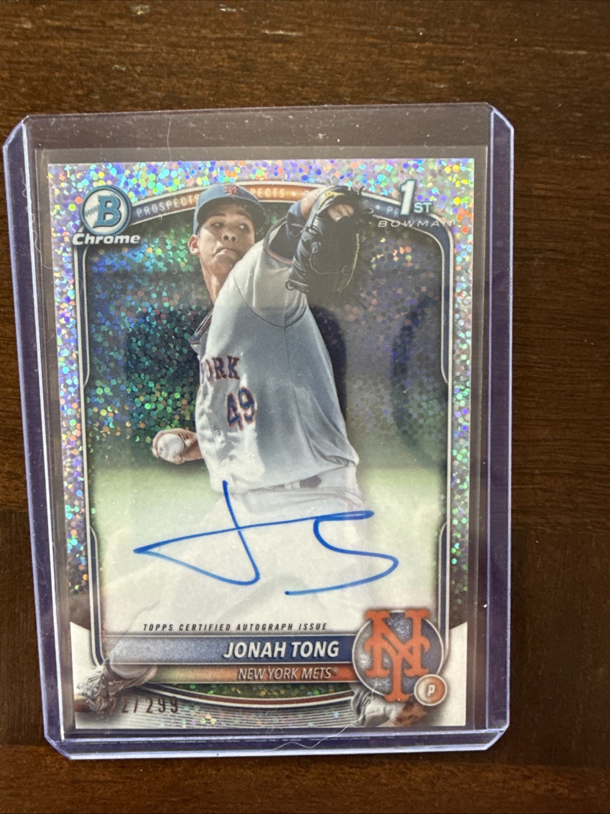 2025 BOWMAN CHROME JONAH TONG 1ST AUTO SPECKLE REFRACTOR /299 NEW YORK METS