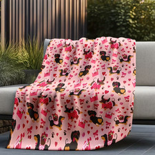 Dachshund Heart Fleece Blanket Cute Wiener Dog Valentine Throw for Dog Lovers