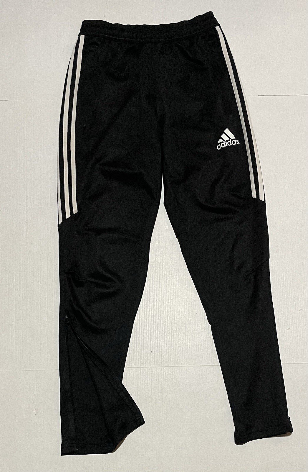 Adidas Tapered Track Pants Mens Size Small Soccer Joggers Zip Ankle Black