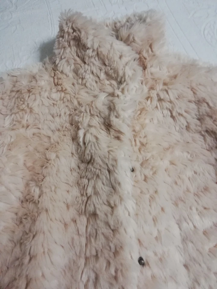 Giacca Pelliccia H&M Bambina Beige Rosato 7/8 Anni 128 Cm - Immagine 3 di 4