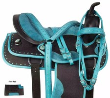 Synthetic Western Barrel Racing Horse Tack Saddle With Accessories Size 15".