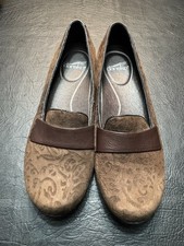 Dansko Oksana Brown Embossed Paisley Leather Loafers Comfort Slip On Shoes EU 39