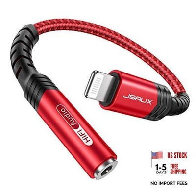 Headphone Adapter for iPhone Lightning to 3.5mm Adapter [Apple MFi 1 Pack Red