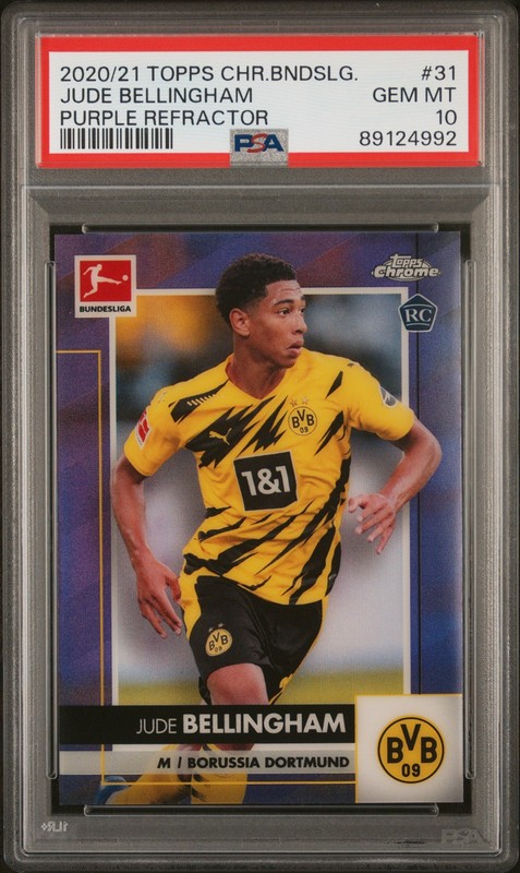 2020 TOPPS CHROME BUNDESLIGA #31 JUDE BELLINGHAM ROOKIE RC 26/299 PSA 10