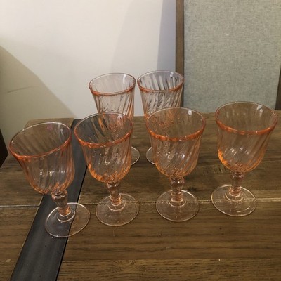 6 x rosa Vintage Wirbelgläser France Arcoroc Rosaline Luminarc H:13 cm