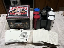 Vintage Jack Daniels Old No 7 Tennessee Whiskey Poker Set Cards Chips Tin garter