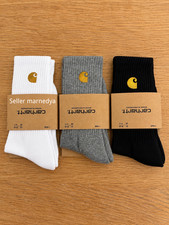 Paquete de 3 pares de calcetines Carhartt para hombre (1 blanco, 1 gris, 1 negro), talla UK 6-11