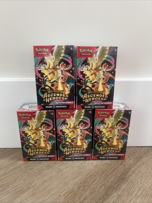 5 x Pokemon TCG Mega Evolution Ascended Heroes Booster Bundles   Neu SEALED  